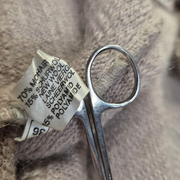 Vintage Escada Coat Womens 36 Small Beige Mohair Wool Long Knit Cardigan 80s - Picture 9 of 12